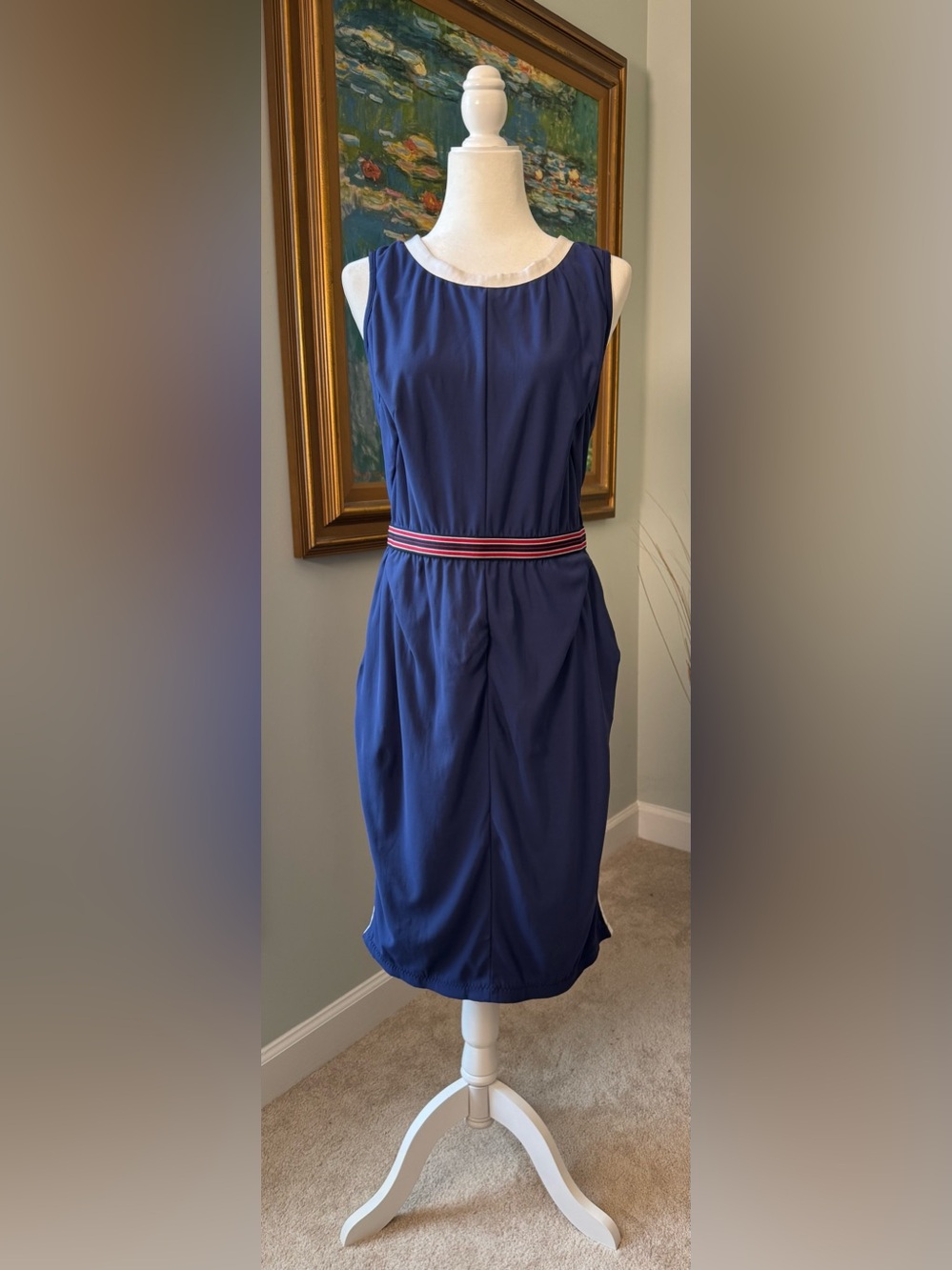 Vintage D&G Dolce & Gabbana Sleeveless Dress with Striped Waistband Size 44